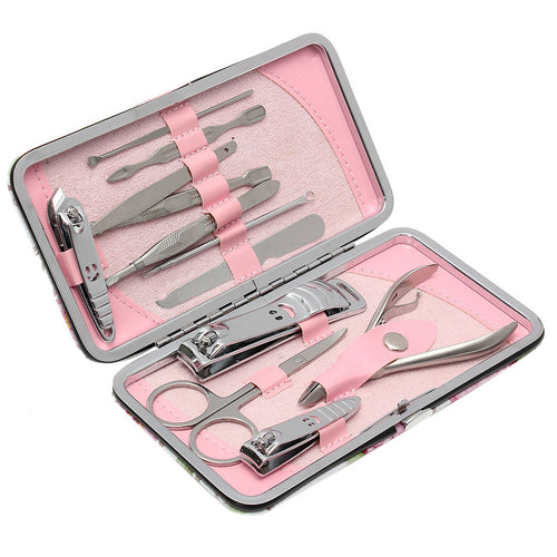 12pcs Manicure Set Pedicure Scissor + Cuticle Knife + Ear Pick + Nail Clipper Kit Stainless Steel Nail Care Tool Sets